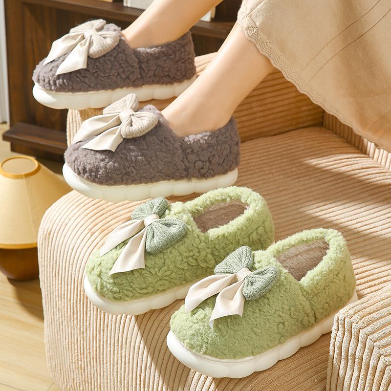 Butterfly Knot Cotton Shoes Anti Slip Plush Cotton Shoes