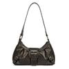 Vintage Y2K Buckle Shoulder Bag Retro Distressed Leather Armpit Purse, Casual Streetwear Handbag for Women's Party Dinner Daily