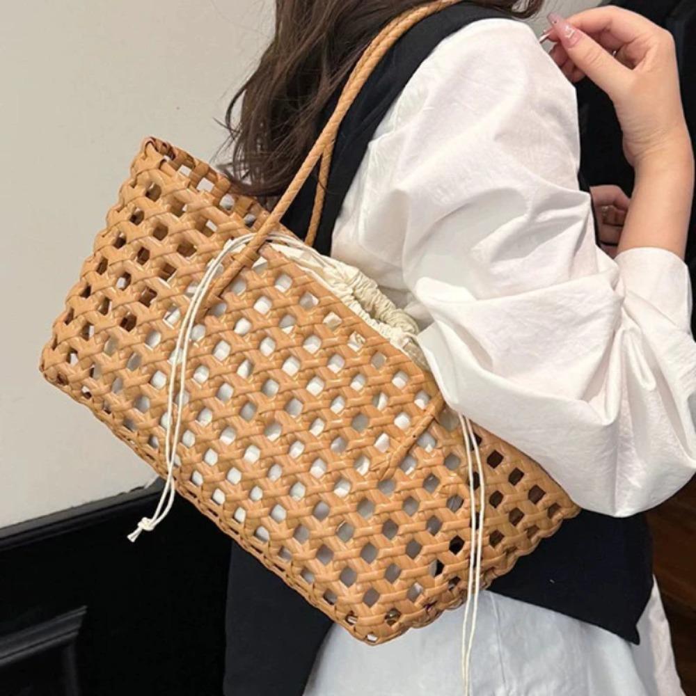 Gemüsekorb Damen Strohtaschen Damen Sommer Strandtasche Dame Reisetaschen Designer Handtasche Handgefertigt Gewebte Rattantüte Schulter