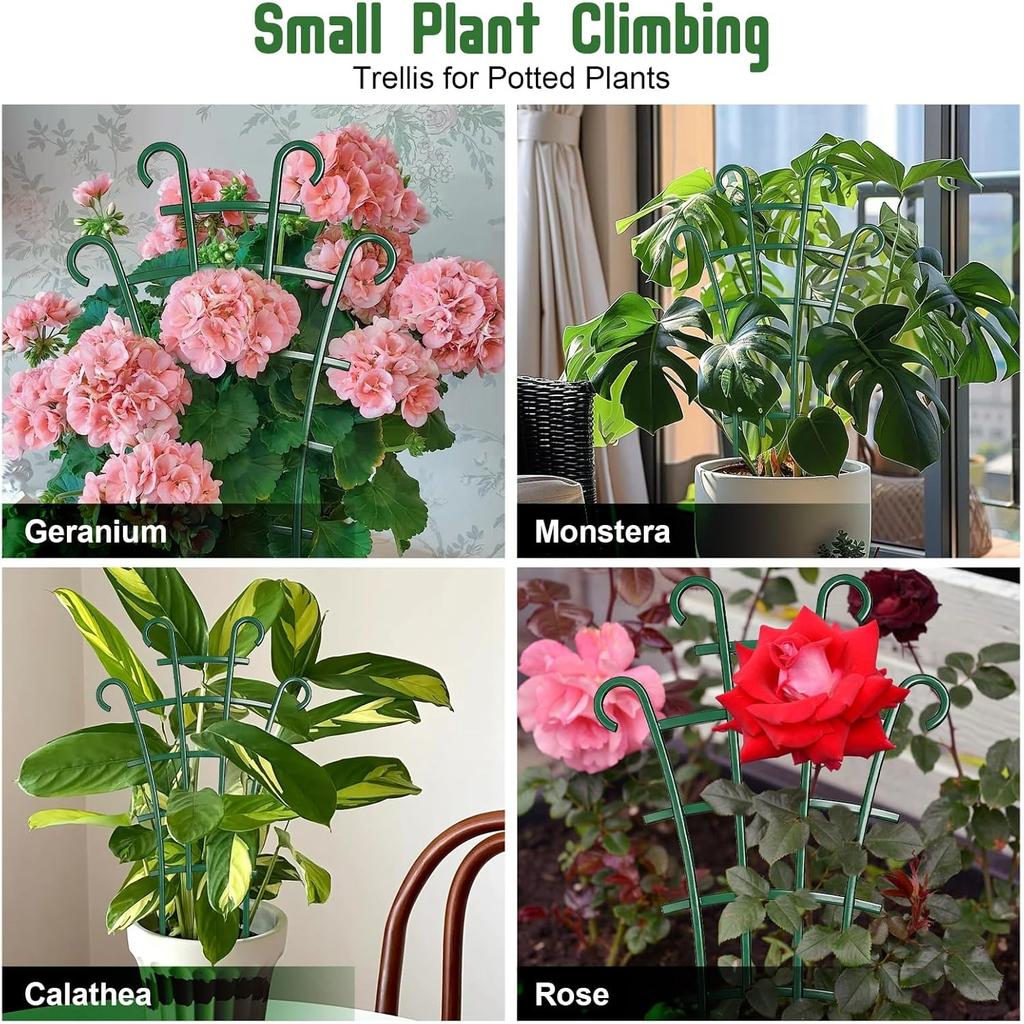 4 Pack Trellis for Potted Plants, Stackable Small Plant Trellis for Indoor Climbing Plants, Potted Plant Trellis for Houseplants, Mini Plastic Garden
