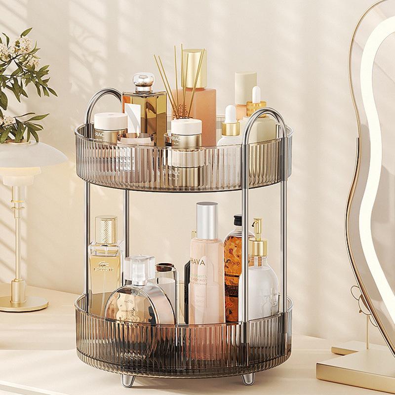 Transparent Rotating Cosmetic Storage Rack for Bathroom & Dressing Table