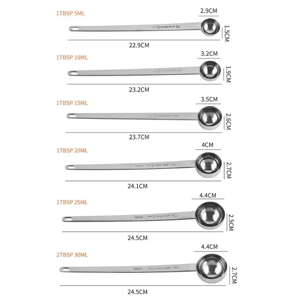 Paletta dosatrice per caffè in acciaio inox con manico lungo e spessore 5/10/15/20/25/30 ml, adatta anche per caffè e latte in polvere.