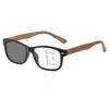Classic Square Photochromic Multifocal Reading Glasses High-definition Anti-blue Light Vintage Wood-grain Leg Eyeglasses