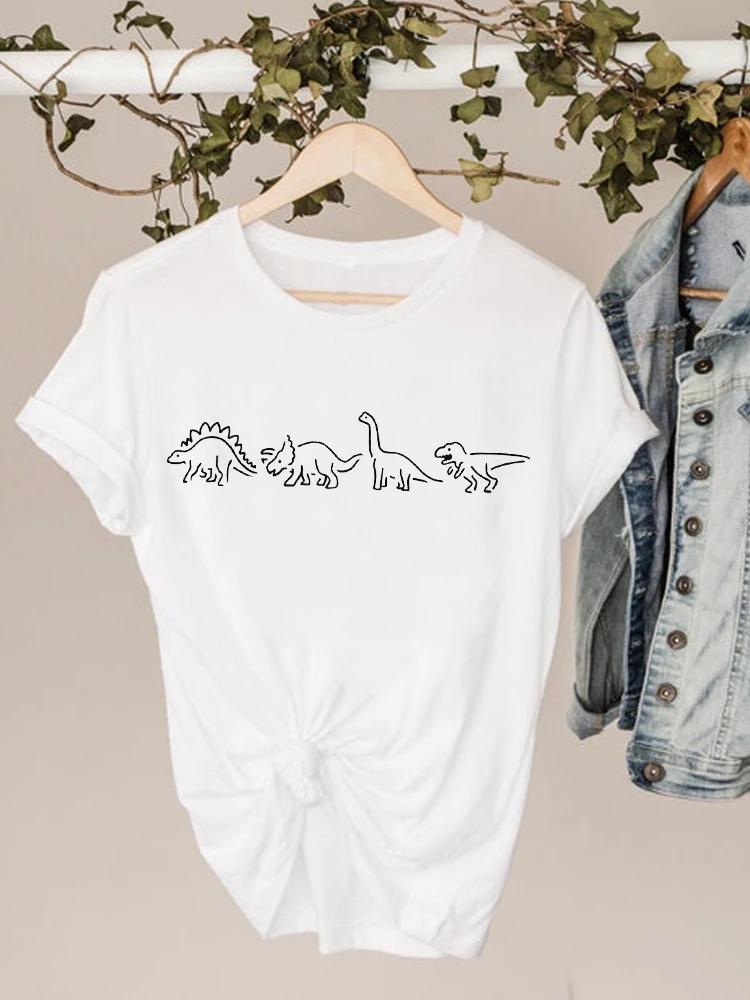 Print T Shirt Short Sleeve Summer Top Fashion Clothes Unisex Dinosaur Animal Trend Clothing Gray Basic Tee Graphic Tshirt