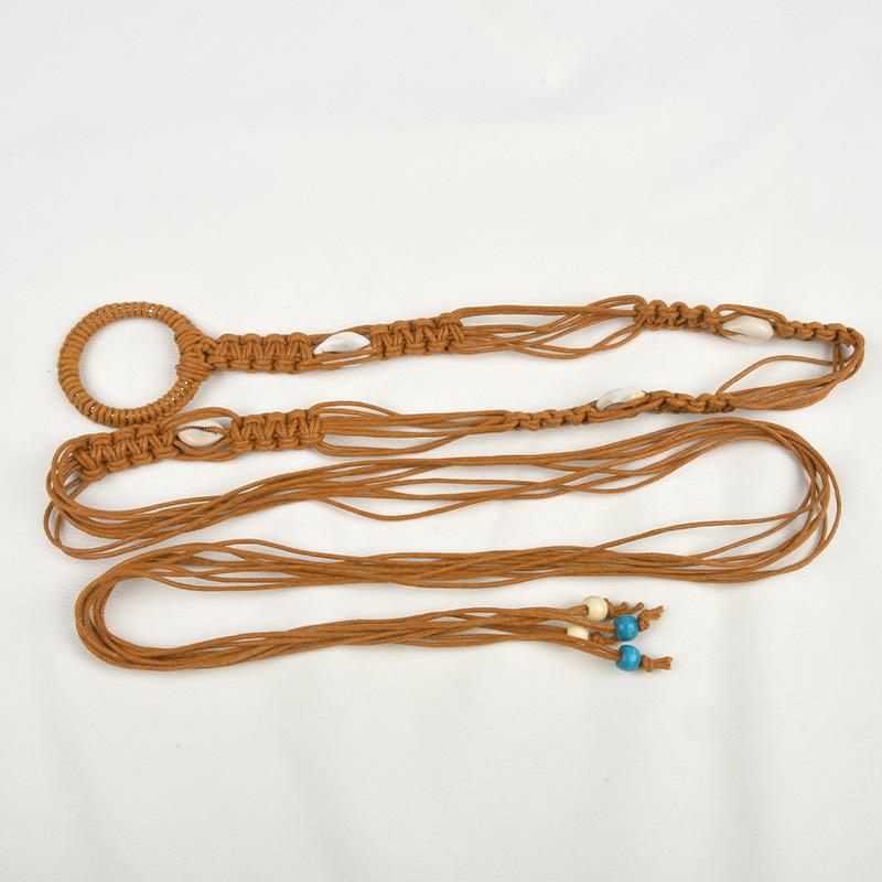 A Lady's Braided Wax Rope Belt Dress Decorated with A Bohemian Ethnic and Pastoral Style Women's Corset