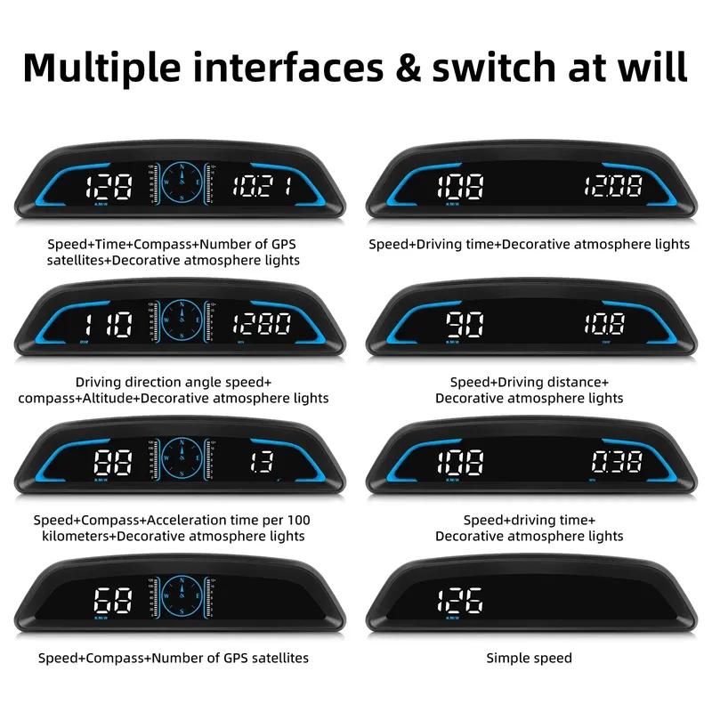 Auto Speedometer Digital Alarm Reminder Meter Head Up Display G3 GPS HUD For All Car 12V Electronics Accessories RPM Water Temp