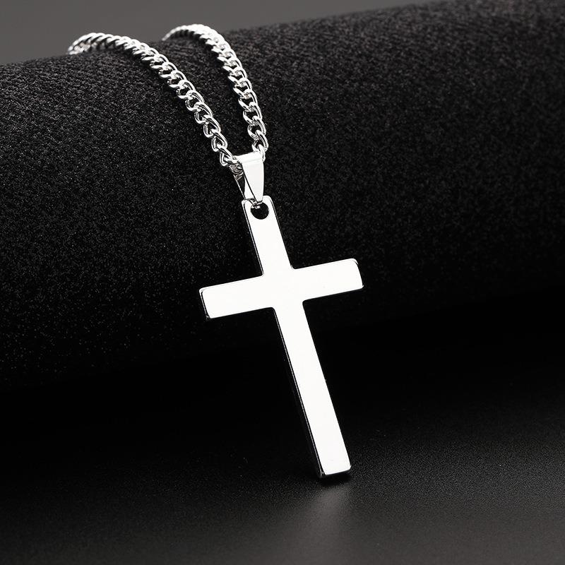 New Model Stainless Steel Cross-shaped Men's Necklace - Titanium Steel Pendant Jewelry Pendant Accessory