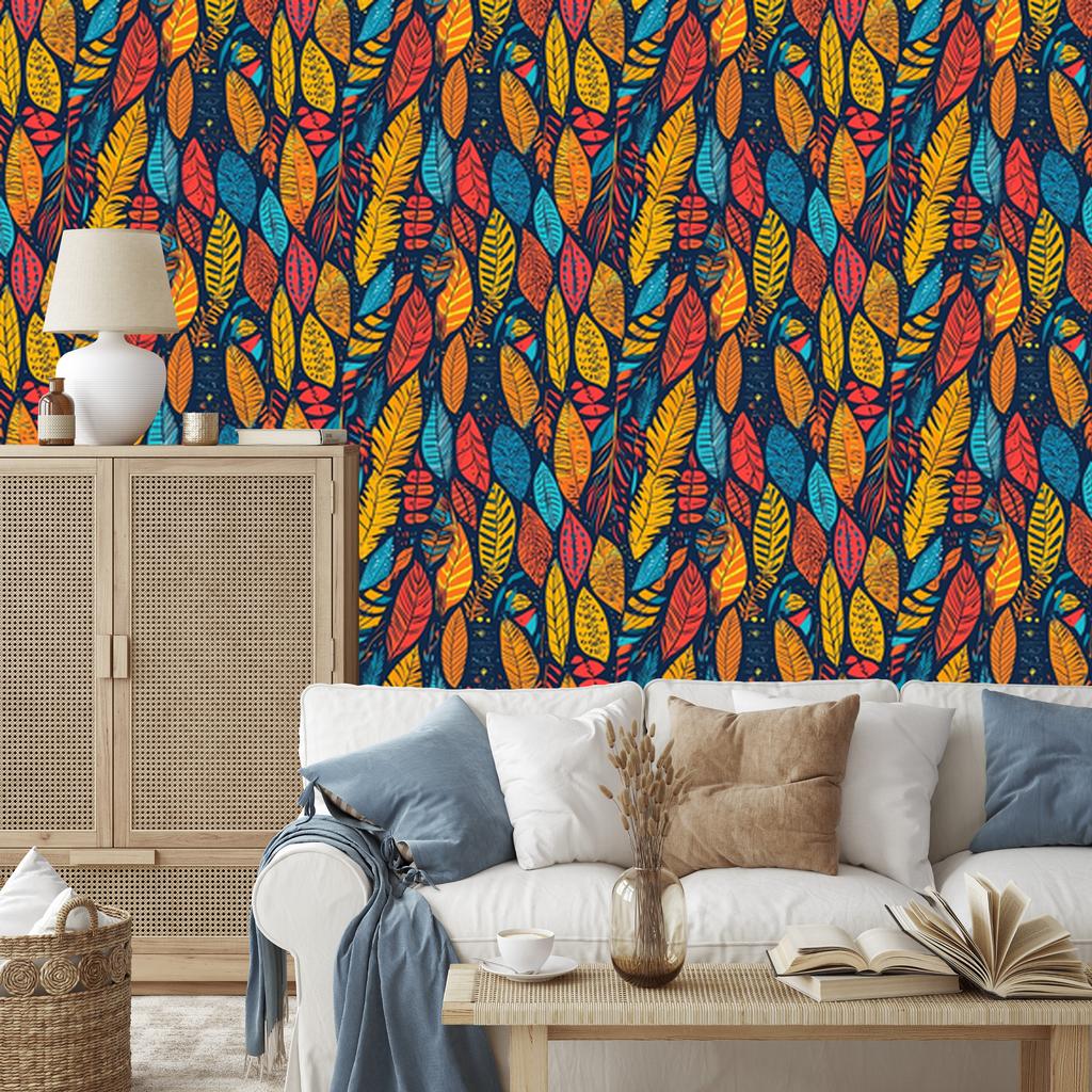 Boho Gold and Navy Blue Wallpaper for Living Room and Bedroom 50x1000