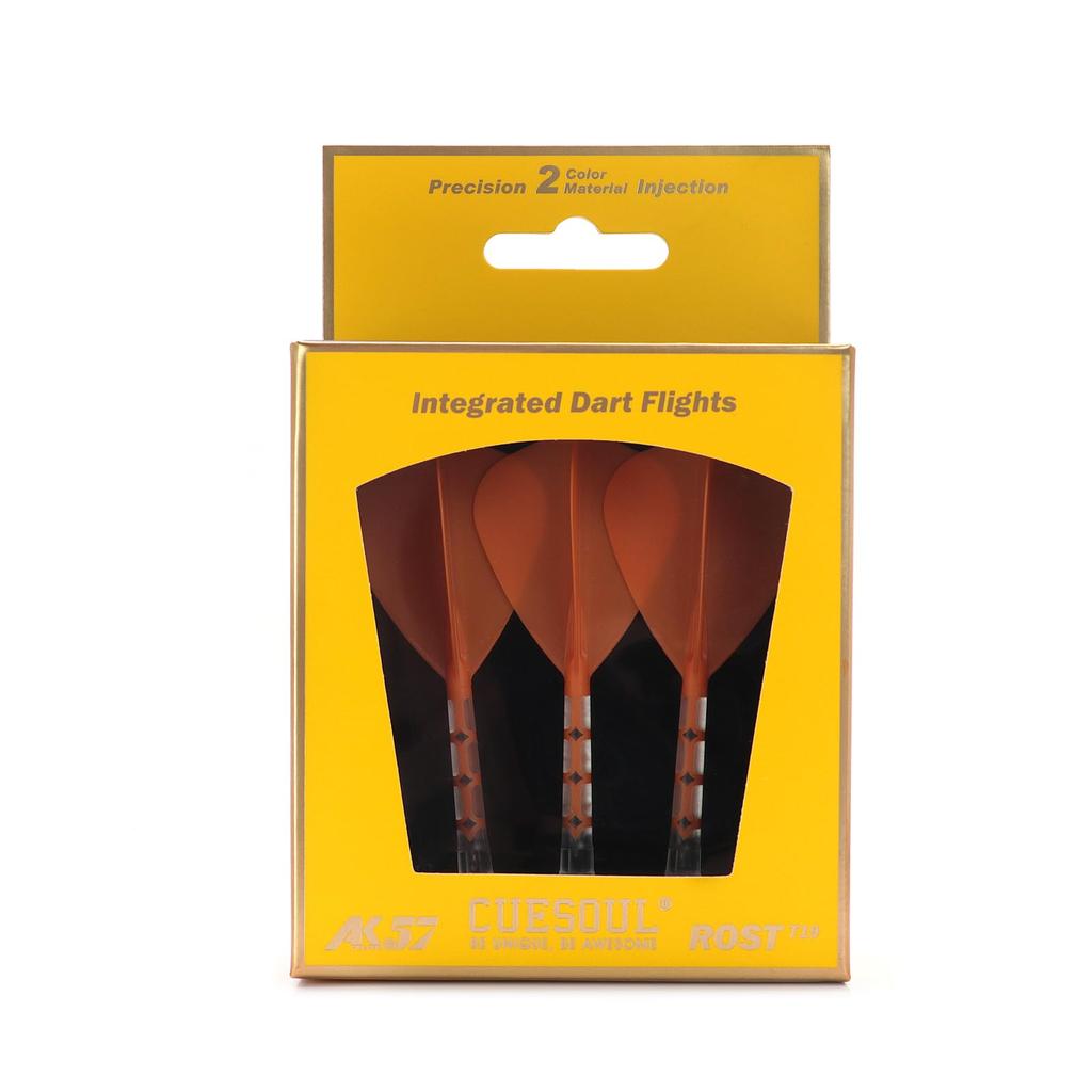 CUESOUL ROSTAK57 T19 Series Mixed Shaft Integrated Kite Shape Set of 3 Two-Tone Dual-Material Flights, Series, (Orange) CS-AK57FZ10L
