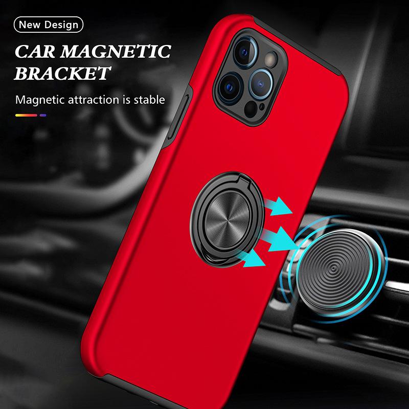 16 Plus Ring Holder Plastic Hard Shell Phone Case for IPhone 16 15 14 13 12 11 Pro Max XS X XR 7 8 Magnetic Shockproof Cover