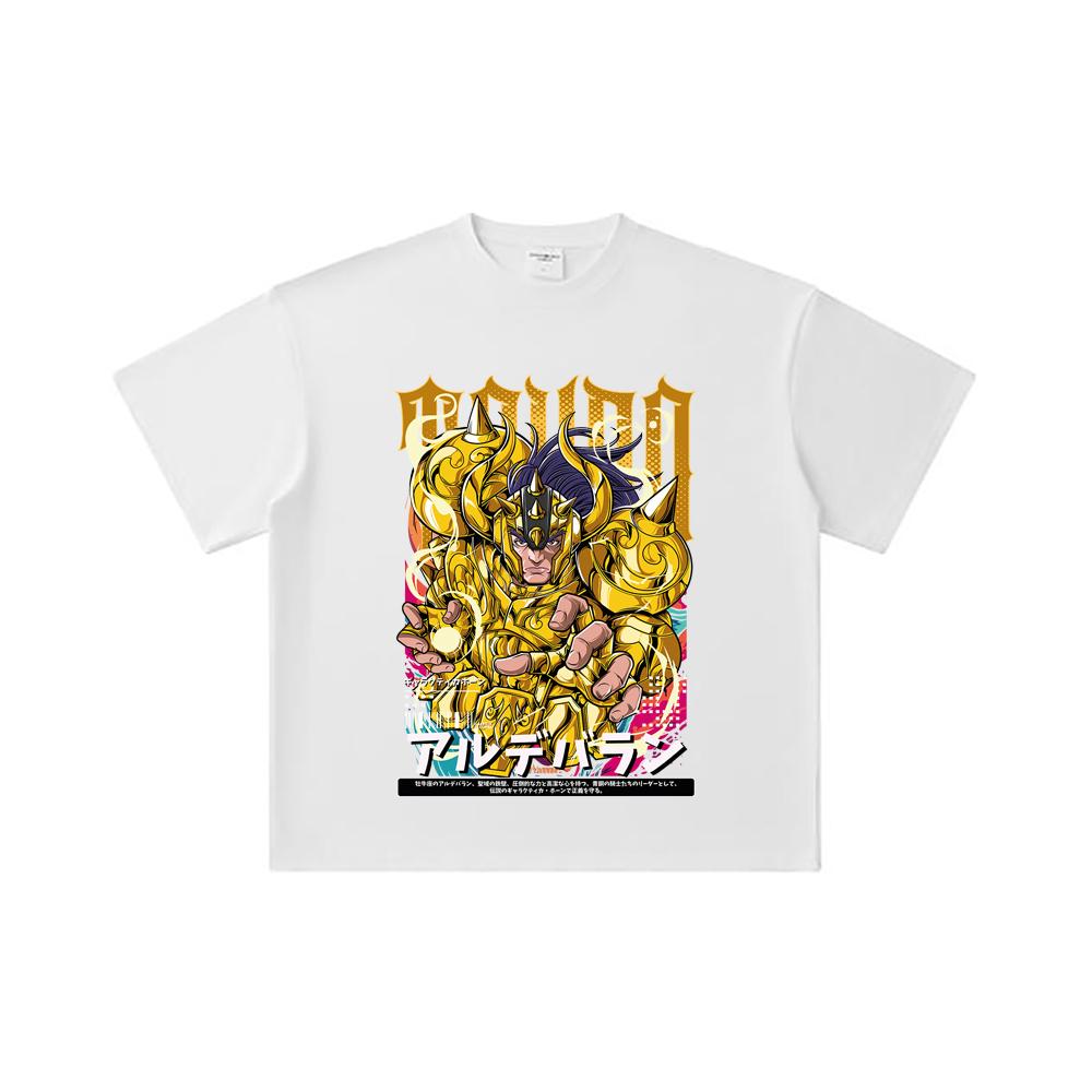 260 GSM Double Yarn 32 Count 100% Cotton Saint Seiya V27 Tauro Print Unisex Heavy Cotton T Shirt