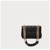 Chic Quilted Diamond Chain Crossbody Bag for Women Elegant Purse with Golden-Tone Hardware, Black, Retro Style, Fixed Shoulder Strap, Embossed Design