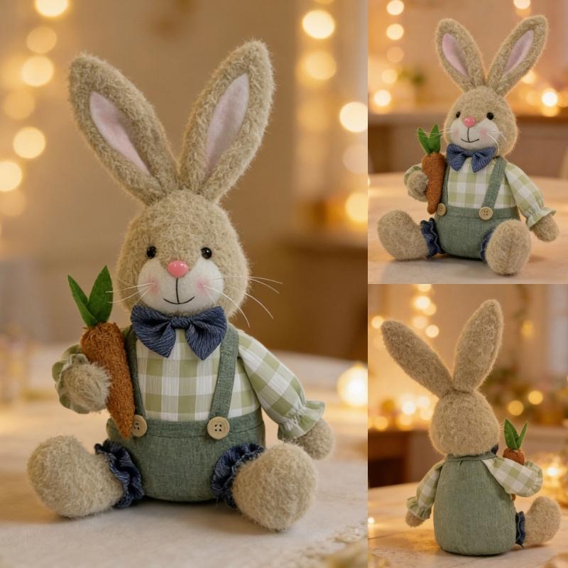 Festival Holiday Decoration Sitting Rabbit Plush Rabbit Figurine Perfect for Easter Parties Living Room Bedroom Decors