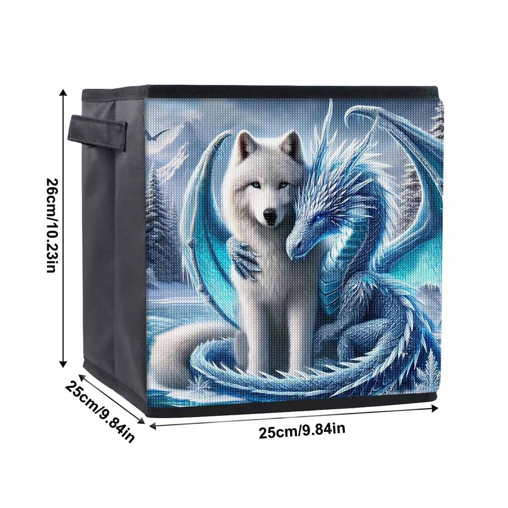 The Fox and The Dragon 5D Diamond Painting Storage Basket Full Round Drill Mosaic Diamond Embroidery Cross Stitch Kits Home Decor Home Decor