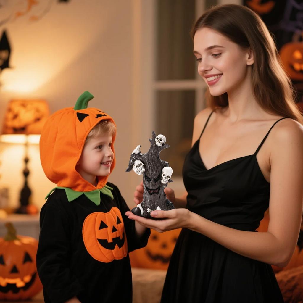 Halloween Tree Statue With Decoration, Tree Skeleton Statue (for Holiday Decoration), Halloween Interior Decoration (for Tabletop Mantel Decoration)