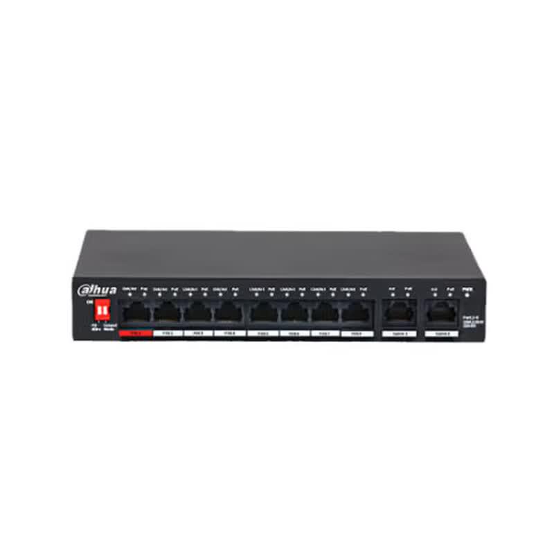 Dahua 8-Port Full Gigabit PoE Network Switch with 2 Uplink Ports CN Plug (adapter Included)