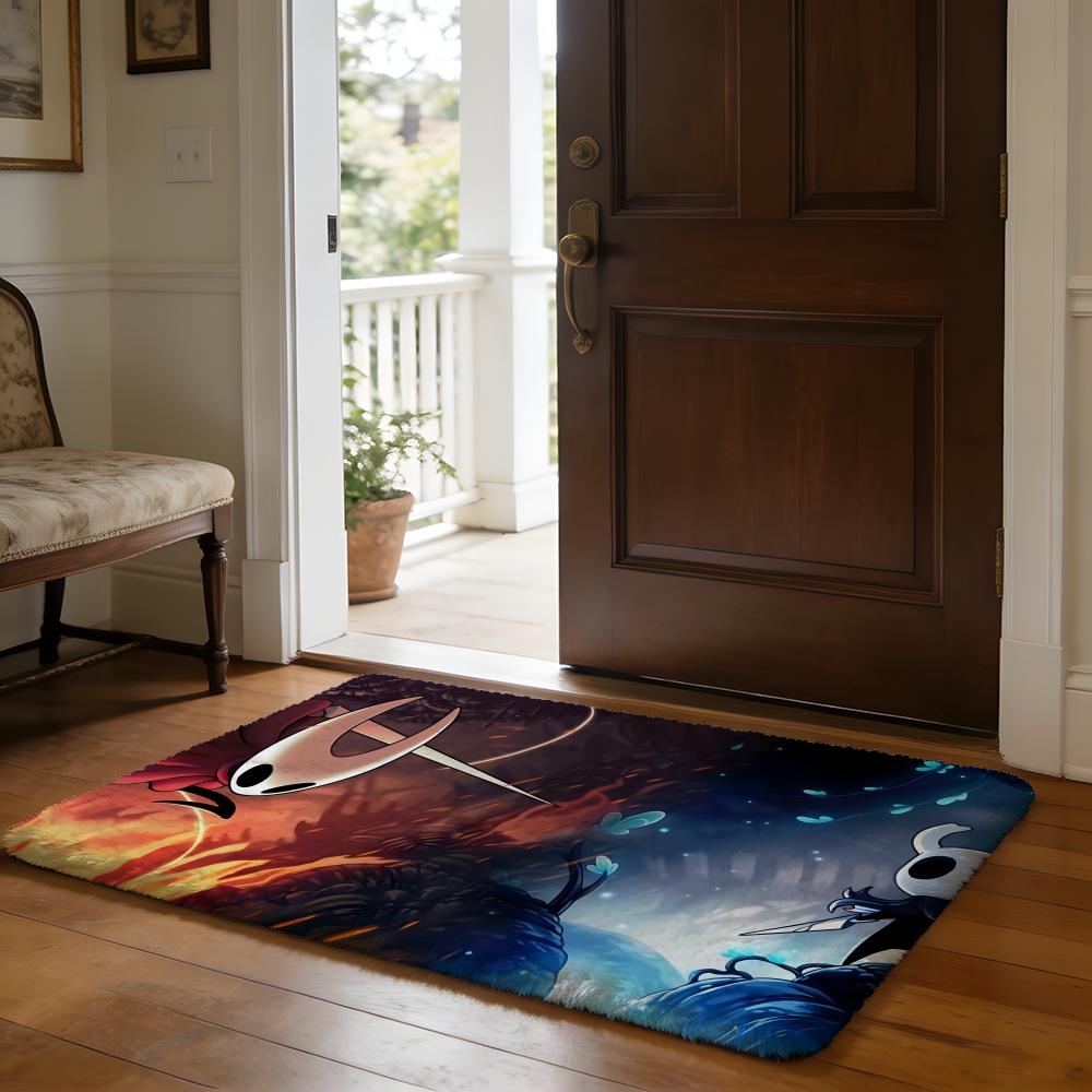 Floor Mat Soft Flannel Rug Non Slip Absorbent Mat for Bathroom Bedroom Home Decor H Hollow K Knight