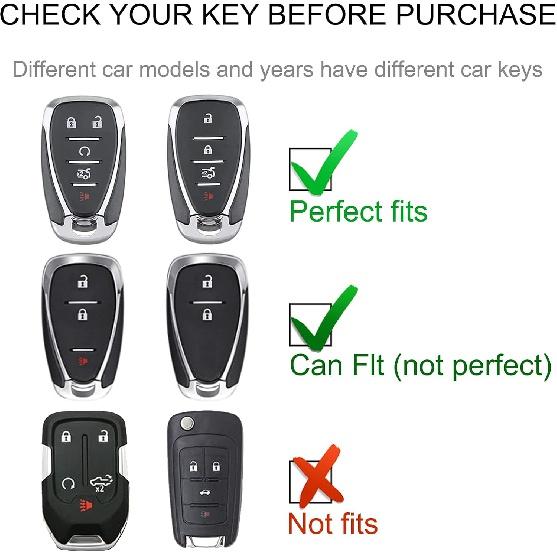 Schlüsselanhänger-Abdeckung mit Chevy-Schlüsselanhänger, Auto-Schlüsselanhänger-Hülle kompatibel mit Chevy Malibu Equinox Traverse Camaro Cruze Blazer Volt Bolt 5 Tasten Smart