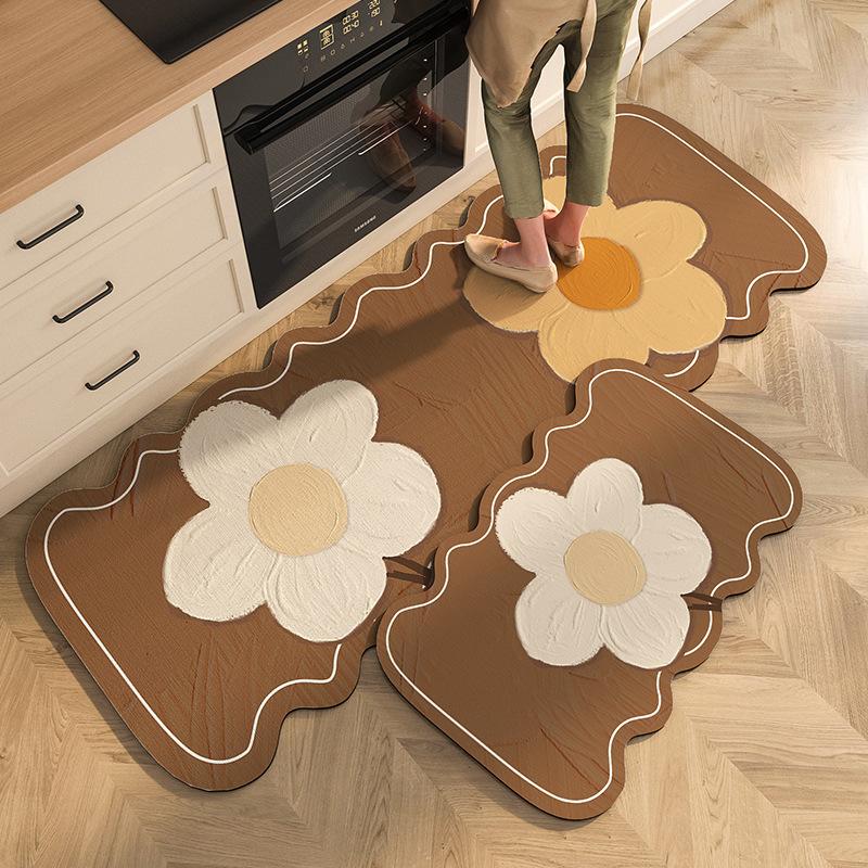 

Цветочный кухонный коврик, нескользящие необрастающие коврики, коврик для домашнего входа, кухонные ковры, длинный ковер для прихожей, тапис для кухни 40x60cm 1pc коричневый