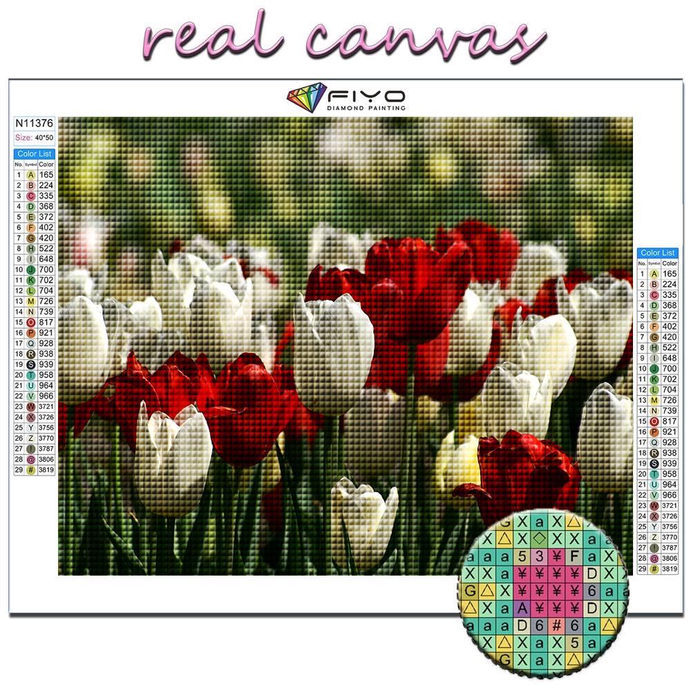 Peinture diamant 5D Fleurs de tulipes Peinture diamantée faite à la main Peinture mosaïque diamantée Décoration de la maison