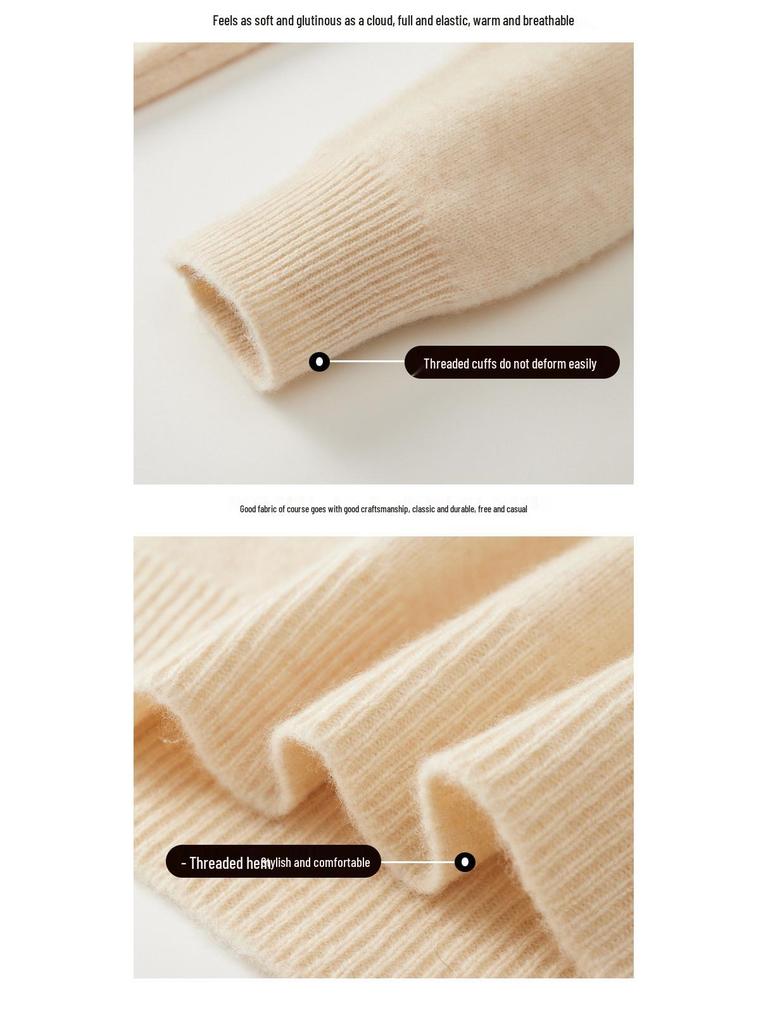 Men's High-End Business Casual 100% Pure Wool Thickened Round Neck Sweater with Buttons - Autumn/Winter Knitwear