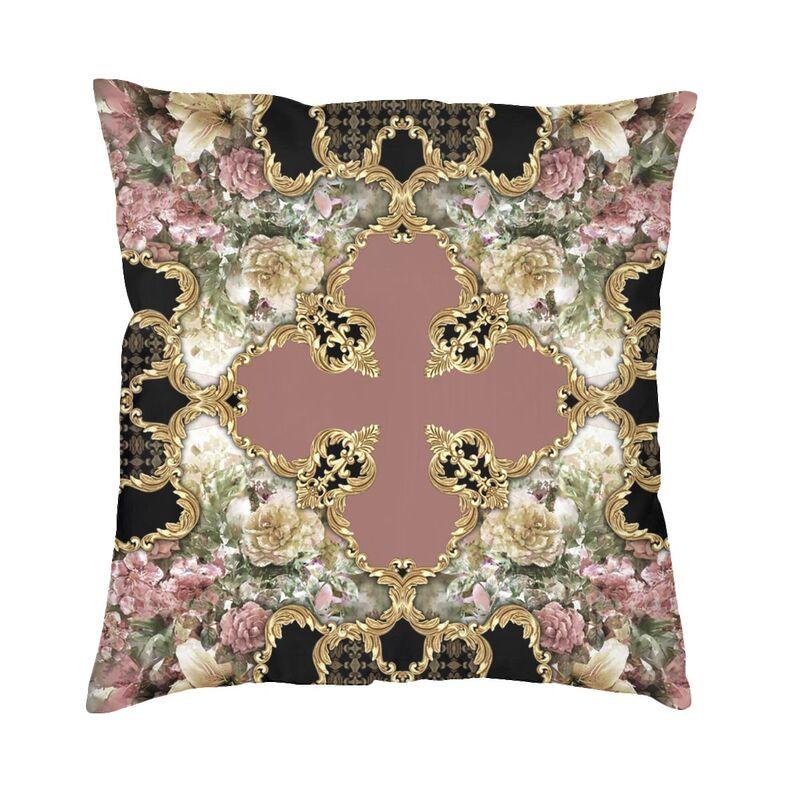 Golden Lion And Damask Ornament Luxury Throw Pillow Cover Decoration Baroque Cushions for Sofa