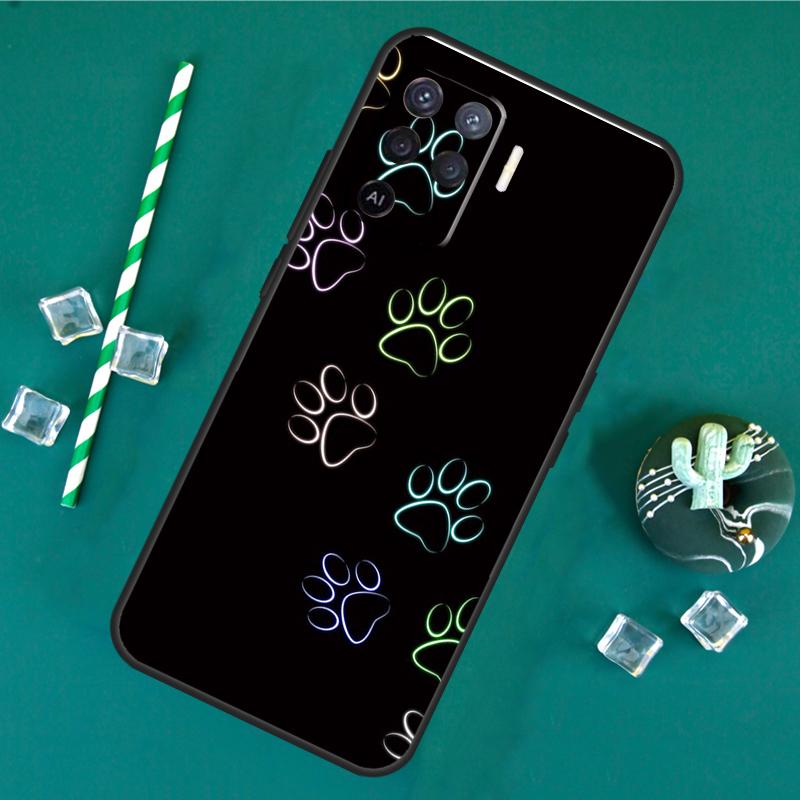 Dog Cat Paw Case For Oppo A40 A60 A80 A16 A76 A96 A18 A38 A58 A78 A98 A91 A15 A17 A74 A94 A54 A57S Cover