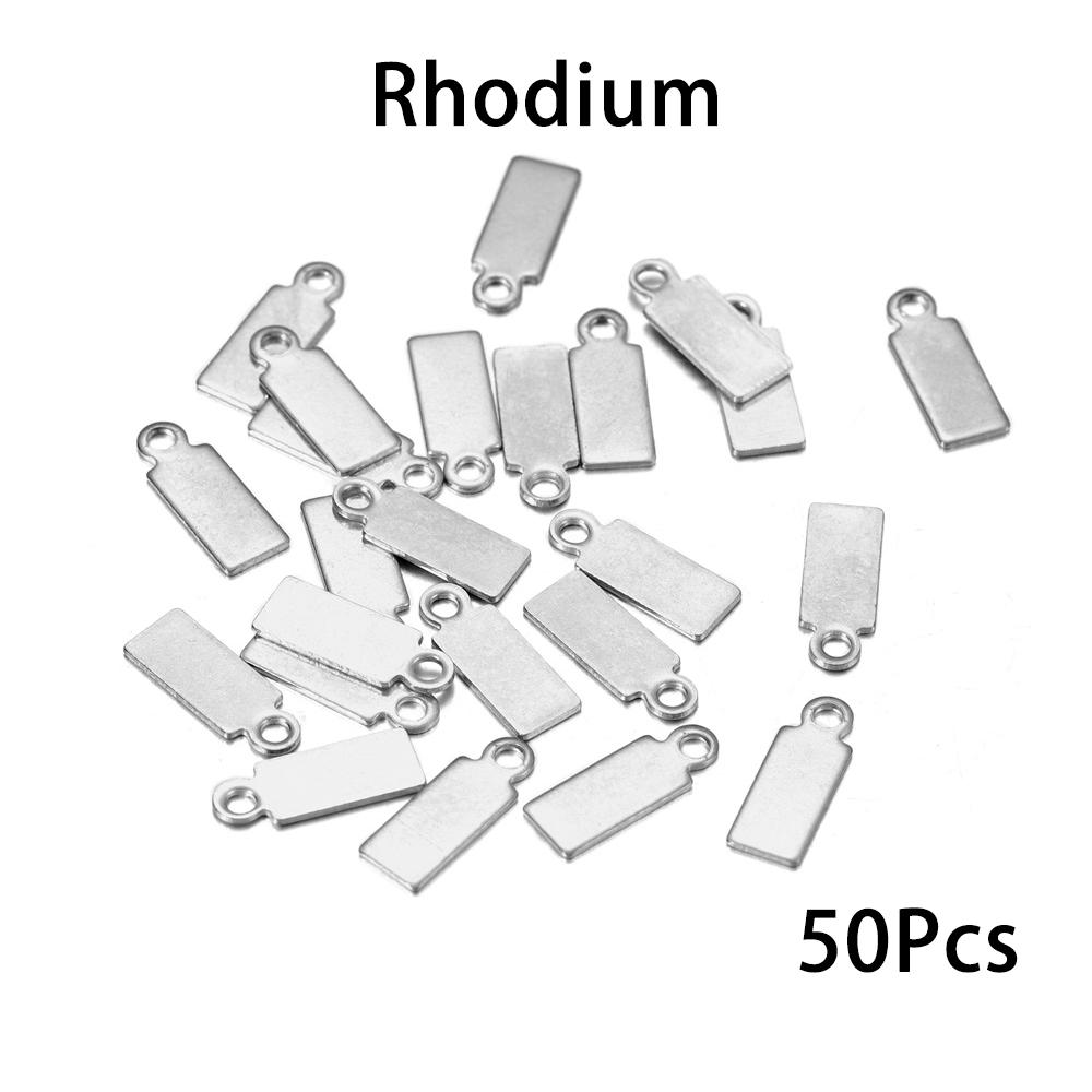 20-50pcs/lot Stainless Steel Square Pendants Charms Handmake For DIY Bracelet Necklace Jewelry Making Supplies Accessories