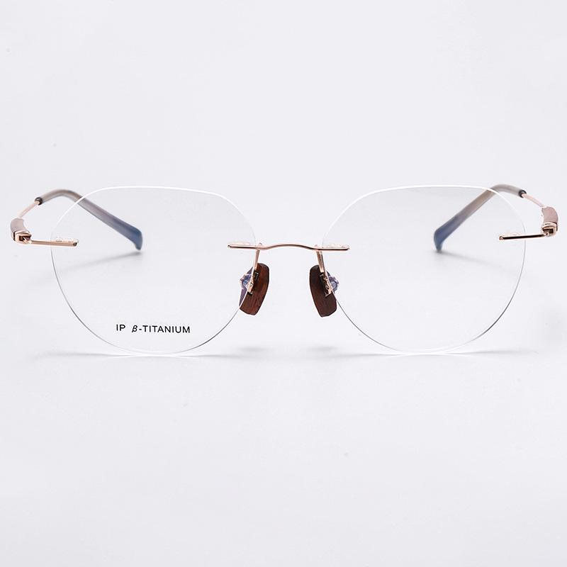 2025 Randlose Retro Sandelholzbrillen: Damen Leichter Luxus ohne Sehstärke, Blaulichtfilter mit Business-Herrenstil.