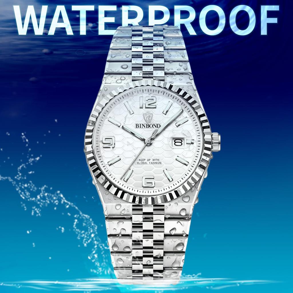 stainless steel quartz suitable for formal and business Stylish fashion design with calendar Perfect as a gift for anniversaries or Silver Men's