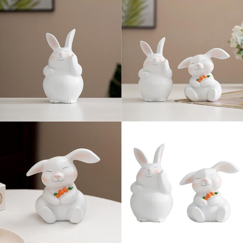 Easters Bunnies Ornament Resins Rabbit Hugging Carrot Figurine Sculpture Tabletop Decors for Holiday Decoration Lover