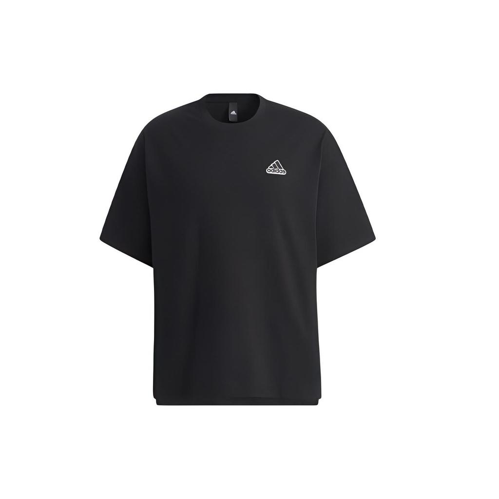 Adidas Badge of Sport Tee with Side Slits and Crew Neck Men Tops Black HA3648