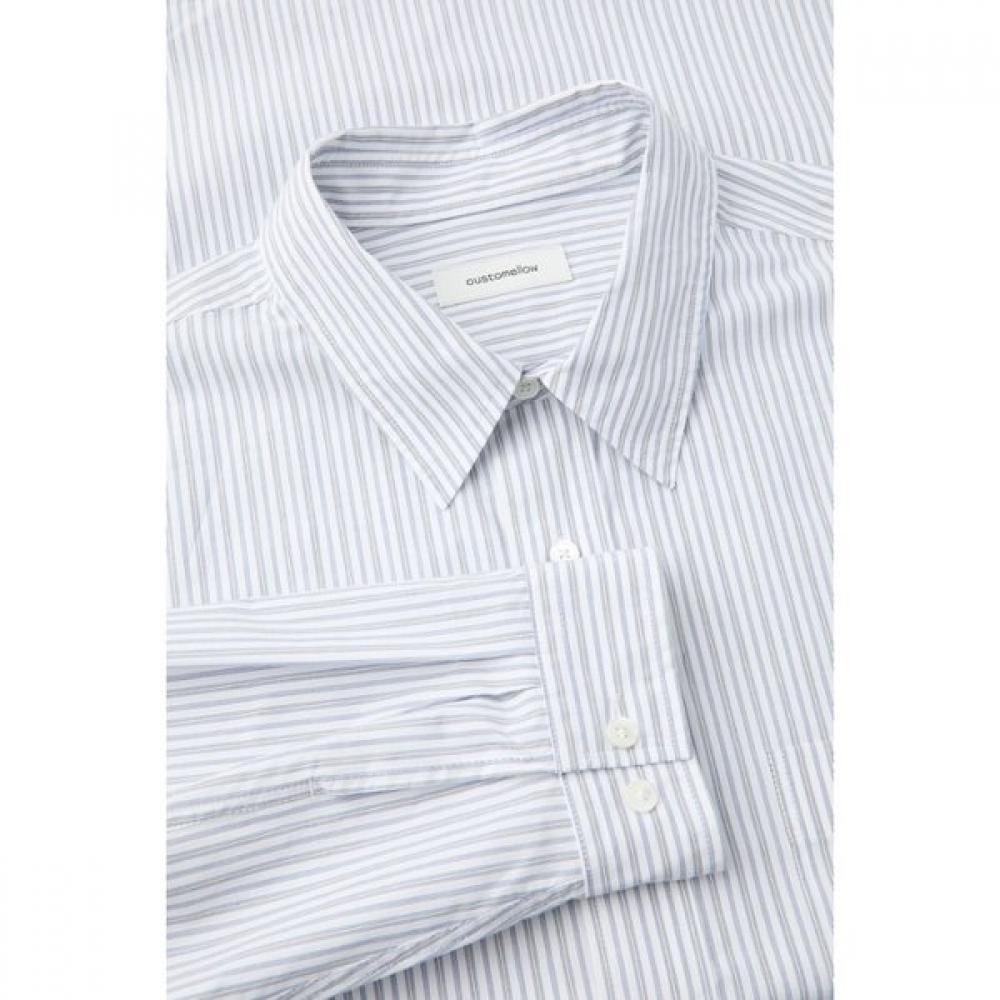 Customellow White Oversized Fit Stripe Shirt C9sam26203whx