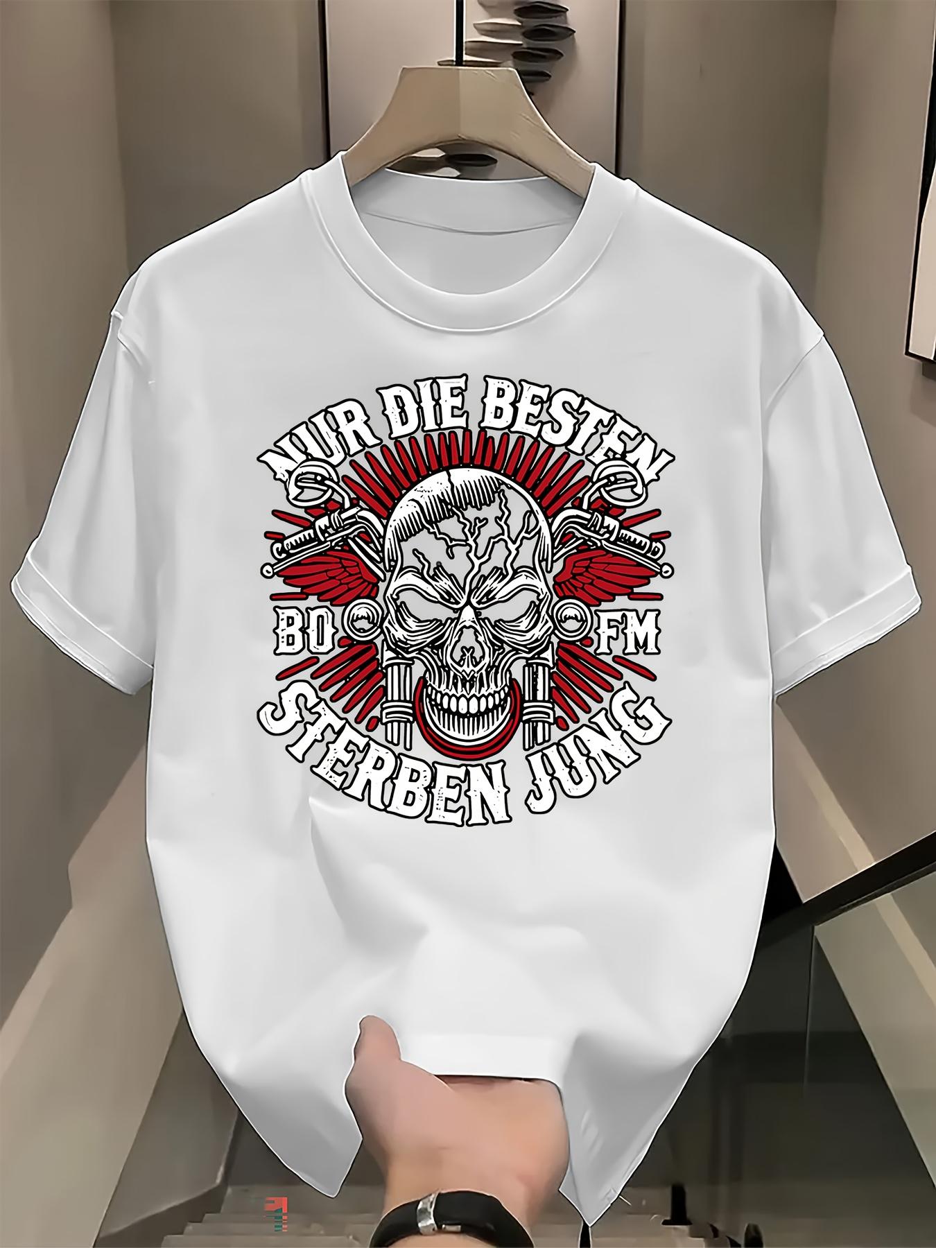 Summer Street Hiphop Gothic Dark Style Printed Tshirt Fashionable Skullthemed Personalized Mens Tshirt S