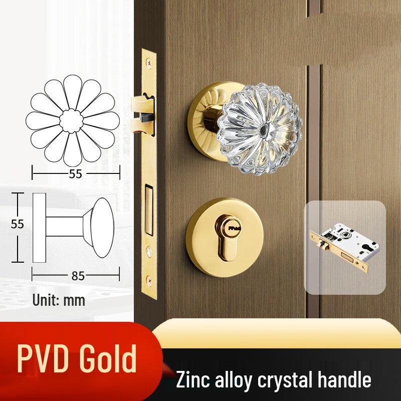 Сферический комнатный дверной замок из цинкового сплава, цвет Crystal Gold
