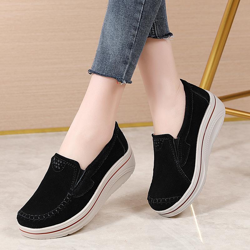 Chunky Platform Sneakers Women Wedge Shoes Women Casual Sport Shoes Slip On Flats Woman Thick Bottom Loafers Shoes