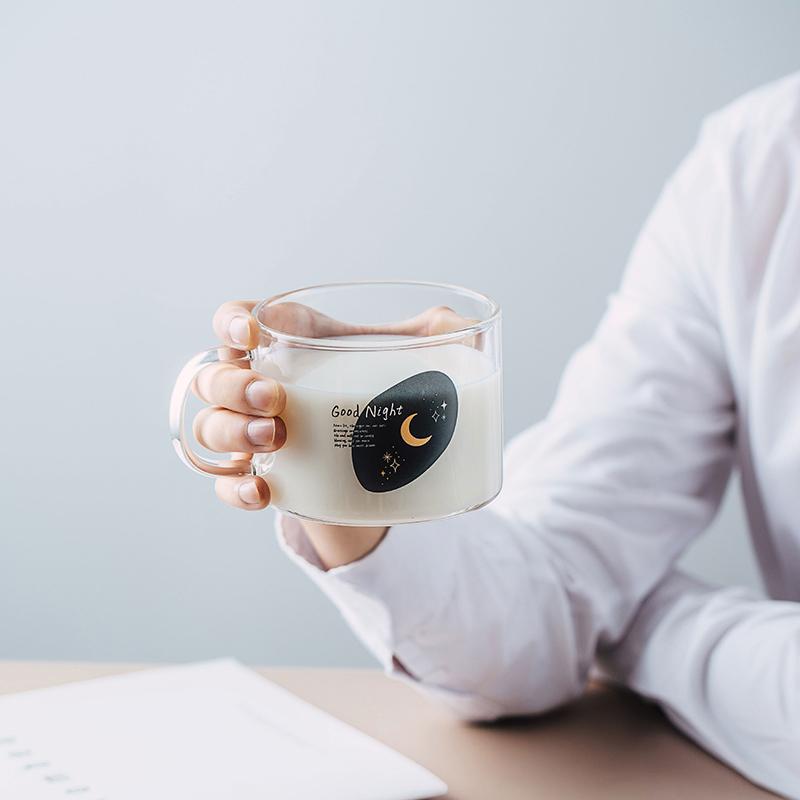 500ml Transparent Water Cup Coffee Milk Juice Beer Breakfast Oatmeal Glass Cup With Handle Dessert Tea Cup Couple Mug Drinkware