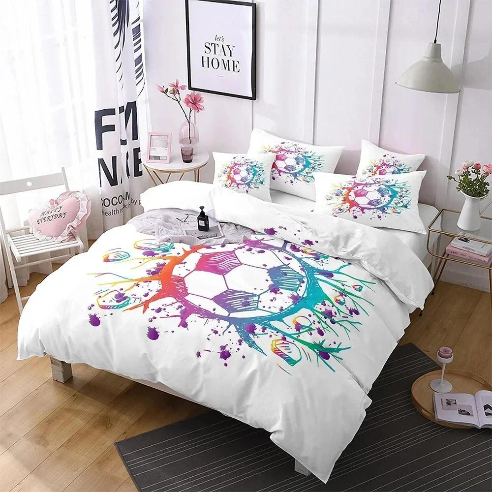 Simple Sport Ball Black White Bedding King Size Soccer Comforter Cover Set 3D Boys Bedroom Decor Football Duvet Cover Sets