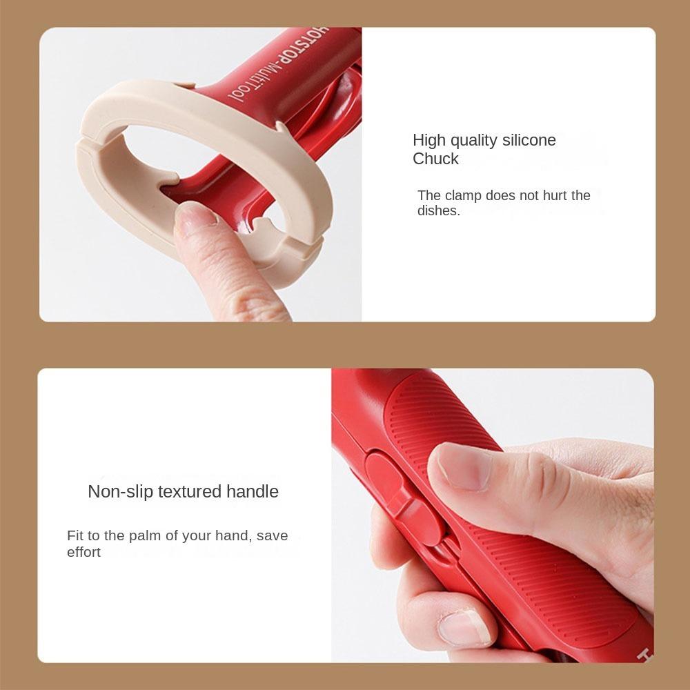 Silikonová protiskluzová spona 2v1 Kuchyňská spona na misky a talíře Přenosné kleště na jídlo Kuchyňský gadget