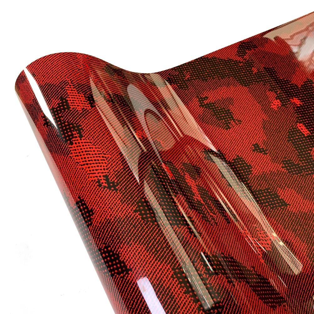 Vinyl Color-changing Film Gloss Red Carbon Fiber Sticker Car Interior and Exterior Protection Waterproof Decal Auto Accessories