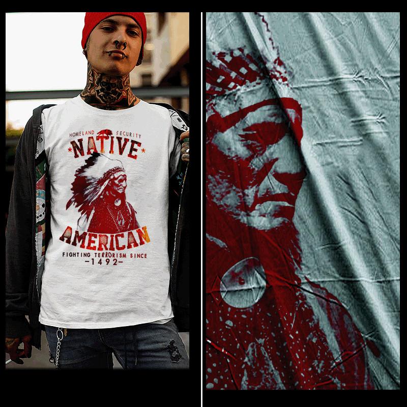 Native American T-shirt American Indian Indigenous Nation Warrior Headdress Tee