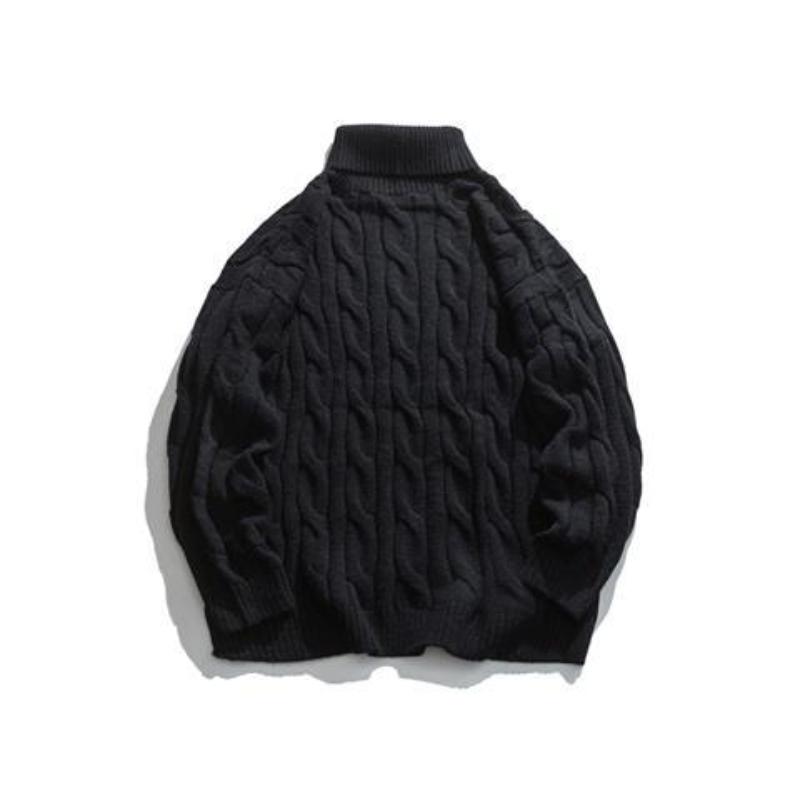 

Свитер с высоким воротом, мужской осенне-зимний утолщенный свободный однотонный вязаный пуловер 3XL чёрный