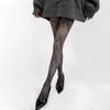 Retro Floral Jacquard Fishnet Stockings, Y2K Black Anti-Snag Stockings for Women