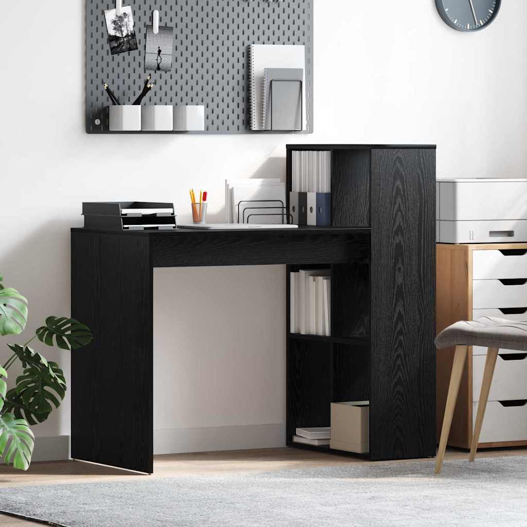 Desk with Shelf Black Oak Effect 108 x 55 x 103.5 cm