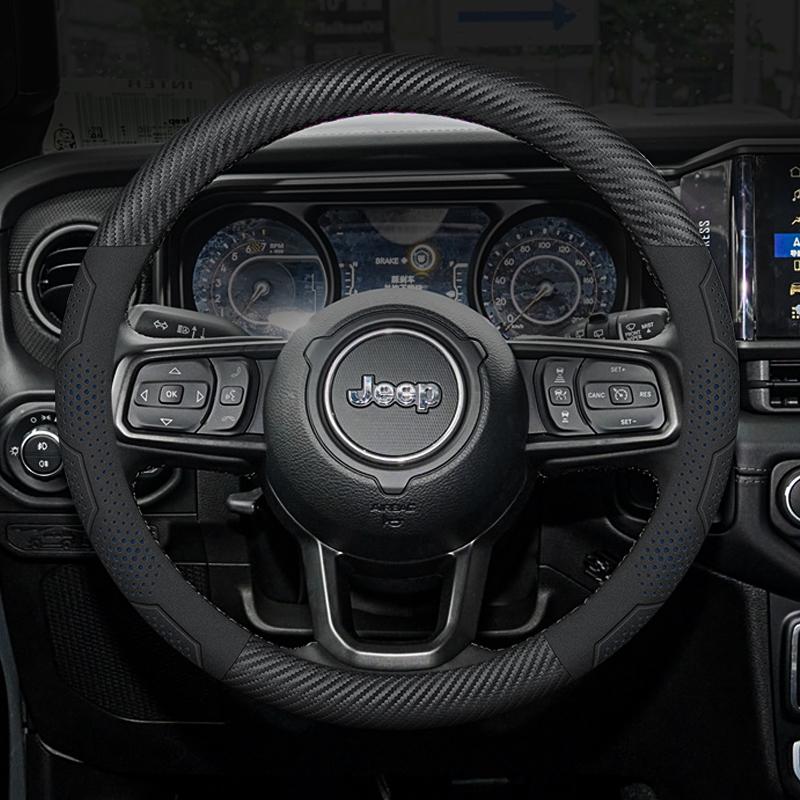 Carbon Fiber Suede Steering Wheel Cover for JEEP SRT Renegade Compass Wrangler Patriot Grand Cherokee Trail Hawk Car Accessories