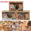 Kraft Paper 12pcs Christmas Gift Candy Cookie Muffin Cake Boxes Bakery Portable