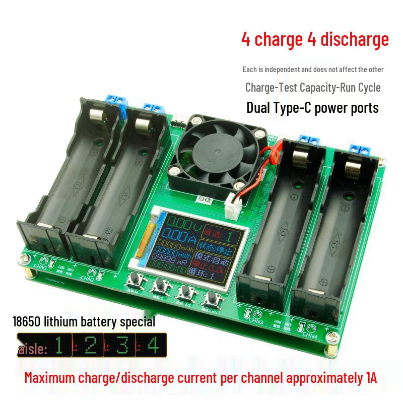 High-Precision 18650 Lithium Battery Tester: 2-Channel Auto Charge-Discharge, Resistance, and Capacity Analysis