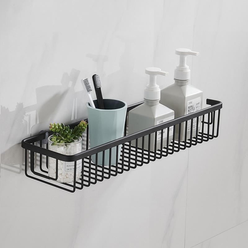 Aluminum Bathroom Storage Basket White/Black Free Nail Toilet Shower Storage Shelf Wall Hanging Bathroom Shelf