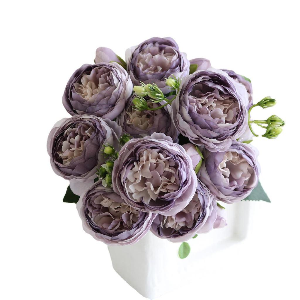 Korean Style Artificial Bouquet: 5-Head Rose & Peony for Home or Wedding Decor