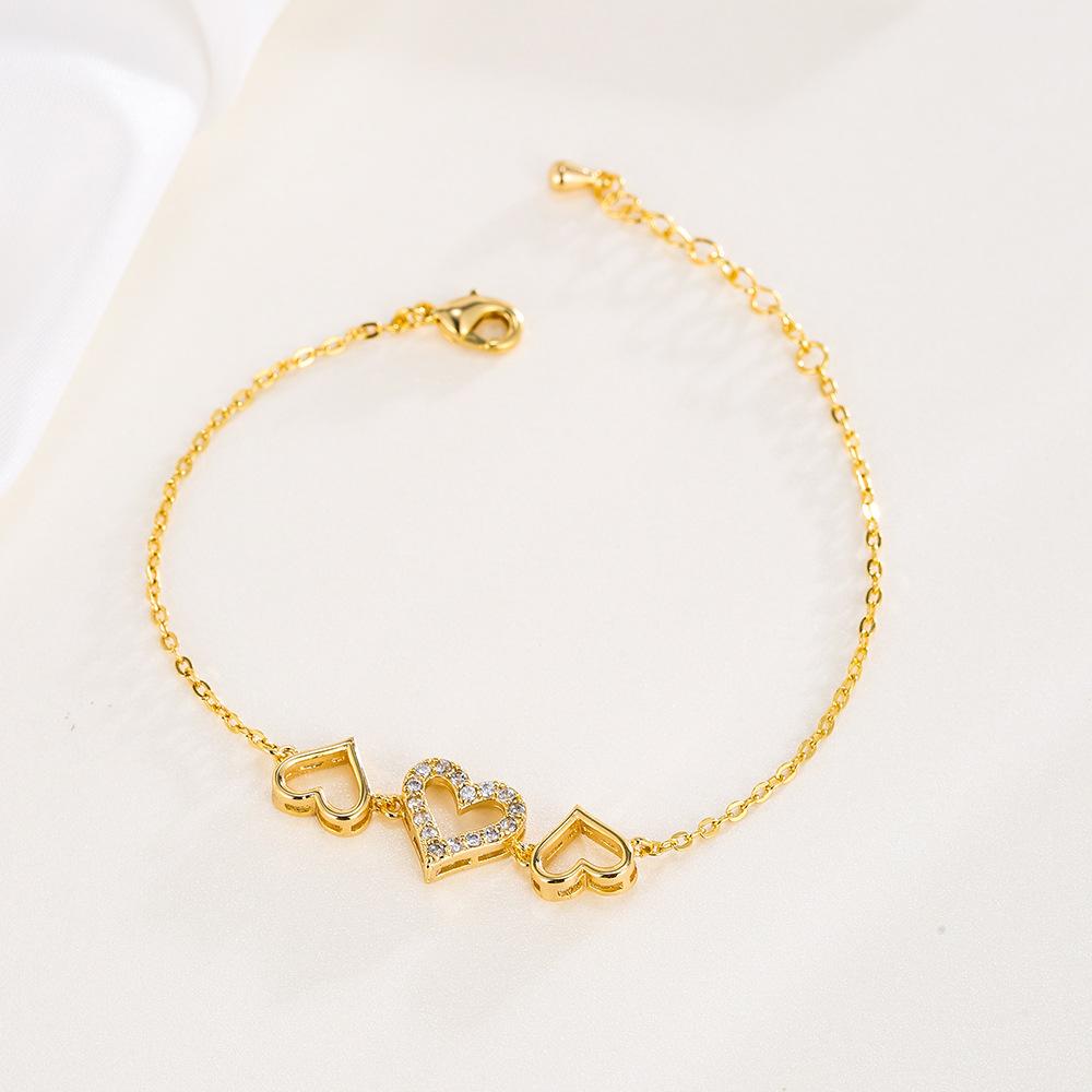 Dobbelt hjertearmbånd damesmykker Nytt tilbehør Peach hjertearmbånd